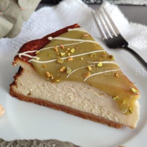New York cheesecake de pistacho y chocolate blanco